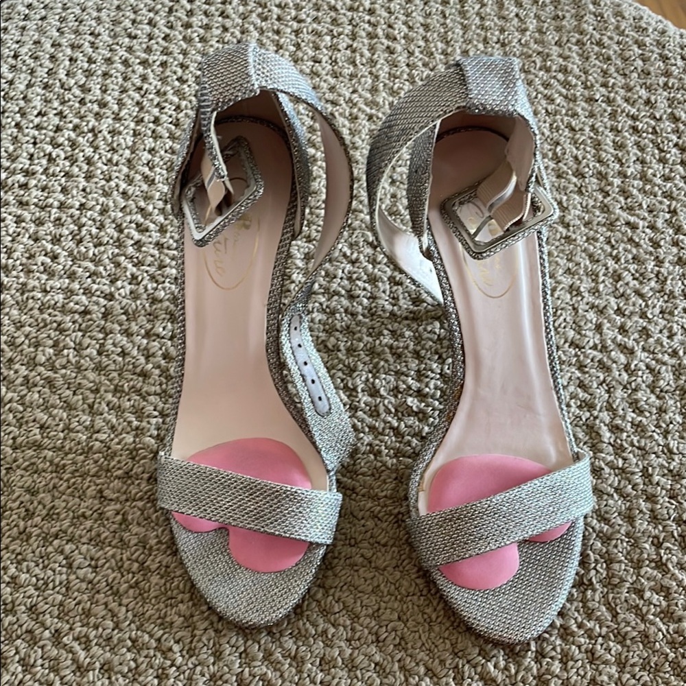 Elegant Silver and Pink Strappy Heels